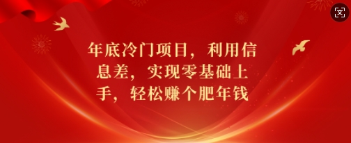 年底冷门项目，利用信息差，实现零基础上手，轻松赚个肥年钱【揭秘】 - 识享社-识享社