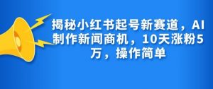 揭秘小红书起号新赛道，AI制作新闻商机，10天涨粉1万，操作简单-识享社
