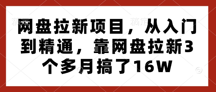 网盘拉新项目，从入门到精通，靠网盘拉新3个多月搞了16W - 识享社-识享社