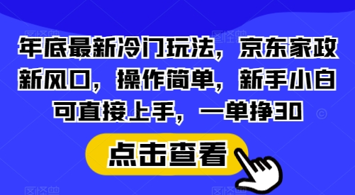年底最新冷门玩法,京东家政新风口,操作简单,新手小白可直接上手,一单挣30【揭秘】 - 识享社-识享社