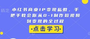 小红书商业IP变现私教,手把手教会你从0-1制作短视频到变现的全过程-识享社