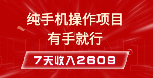 纯手机操作的小项目,有手就能做,7天收入2609+实操教程【揭秘】 - 识享社-识享社