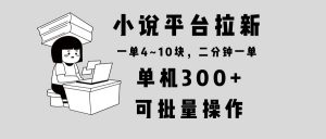 小说平台拉新，单机300+，两分钟一单4~10块，操作简单可批量。-识享社