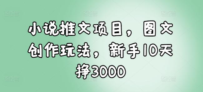 小说推文项目，图文创作玩法，新手10天挣3000 - 识享社-识享社