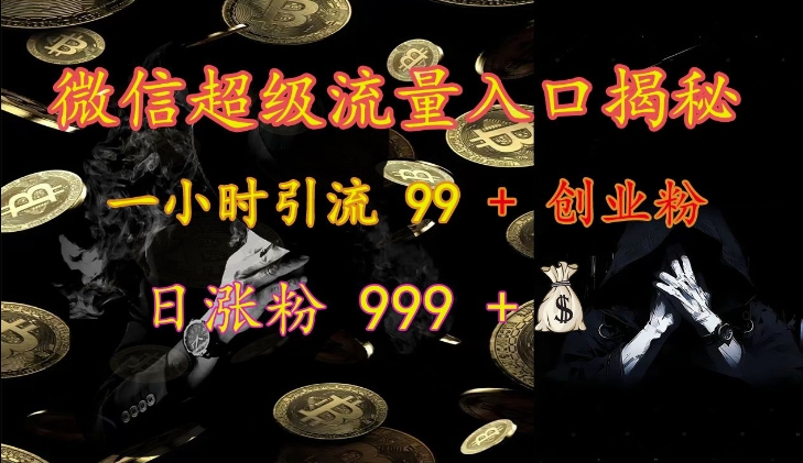 微信超级流量入口揭秘:一小时引流 99 + 创业粉,日涨粉 999 + - 识享社-识享社