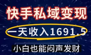 一天收入1691.5，快手私域变现，小白也能闷声发财-识享社