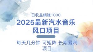2025最新汽水音乐躺赚项目 每天几分钟 日入1000＋-识享社