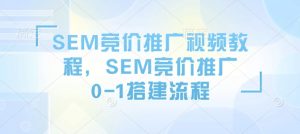 SEM竞价推广视频教程，SEM竞价推广0-1搭建流程-识享社