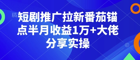 短剧推广拉新番茄锚点半月收益1万+大佬分享实操 - 识享社-识享社