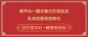 跨平台一键式暴力引流玩法，私域流量高效转化日引流300 +精准创业粉-识享社