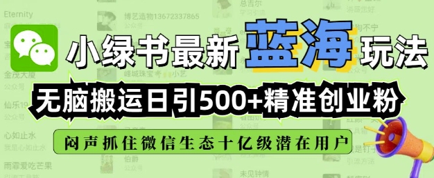 小绿书无脑搬运引流，全自动日引500精准创业粉，微信生态内又一个闷声发财的机会 - 识享社-识享社