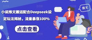 小说推文搬运配合Deepseek设定玩法揭秘，流量暴涨100%-识享社