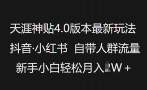 天涯神贴4.0版本最新玩法，抖音·小红书自带人群流量，新手小白轻松月入过W-识享社