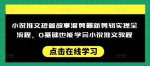 小说推文短篇故事混剪最新剪辑实操全流程，0基础也能学会小说推文教程，肯干多发日入多张-识享社