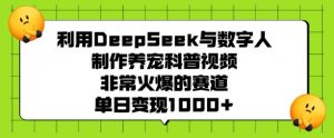 利用DeepSeek与数字人制作养宠科普视频，非常火爆的赛道，单日变现多张-识享社