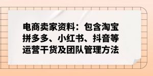 电商卖家资料:包含淘宝、拼多多、小红书、抖音等运营干货及团队管理方法-识享社