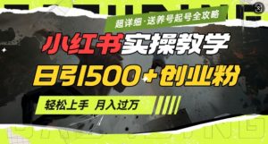 2月小红书最新日引500+创业粉实操教学【超详细】小白轻松上手，月入1W+，附小红书养号起号SOP-识享社