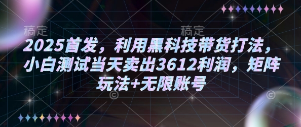 2025首发，利用黑科技带货打法，小白测试当天卖出3612利润，矩阵玩法+无限账号【揭秘】 - 识享社-识享社