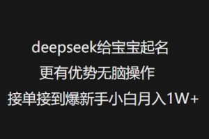deepseek给宝宝起名更有优势无脑操作接单接到爆新手小白月入1W+-识享社