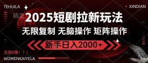 2025短剧拉新玩法，无需注册登录，无限0撸，无脑批量操作日入2000+-识享社