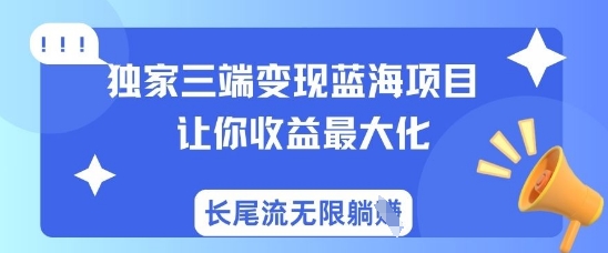 独家三端变现蓝海项目，让你收益最大化，长尾流无限躺挣 - 识享社-识享社