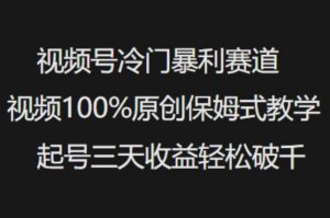 视频号冷门暴利赛道视频100%原创保姆式教学起号三天收益轻松破千-识享社