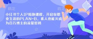 小红书个人IP陪跑课程,开启你职业生涯的PLAN-B,素人也能火成为百万博主的流量密码-识享社