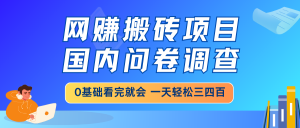 网赚搬砖项目,国内问卷调查,0基础看完就会 一天轻松三四百,靠谱副业...-识享社