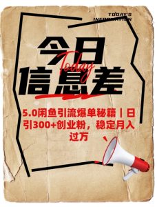5.0闲鱼引流爆单秘籍，日引300+创业粉，稳定月入过W-识享社