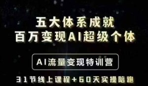 五大体系成就百万变现AI超级个体- AI流量变现特训营,一步一步教你一个人怎么年入百W-识享社