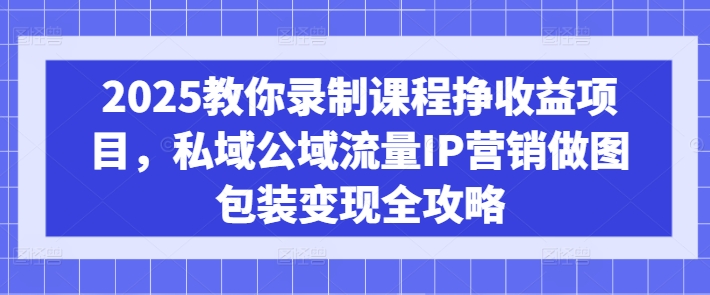 2025教你录制课程挣收益项目,私域公域流量IP营销做图包装变现全攻略 - 识享社-识享社