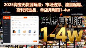 2025淘宝无货源玩法：市场选择、流量起爆、高利润选品，单店月利润1-4w-识享社