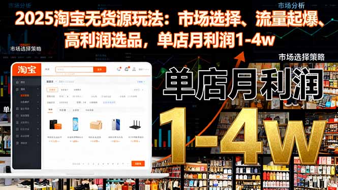 2025淘宝无货源玩法：高倍定价与流量起爆术，单店月利润1-4W实操教程（持续更新）