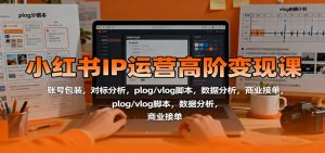 小红书IP运营高阶变现课：账号包装，对标分析，plog/vlog脚本，数据分析，商业接单-识享社
