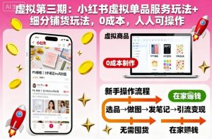 虚拟第三期:小红书虚拟单品服务玩法+细分铺货玩法,0成本,人人可操作-识享社