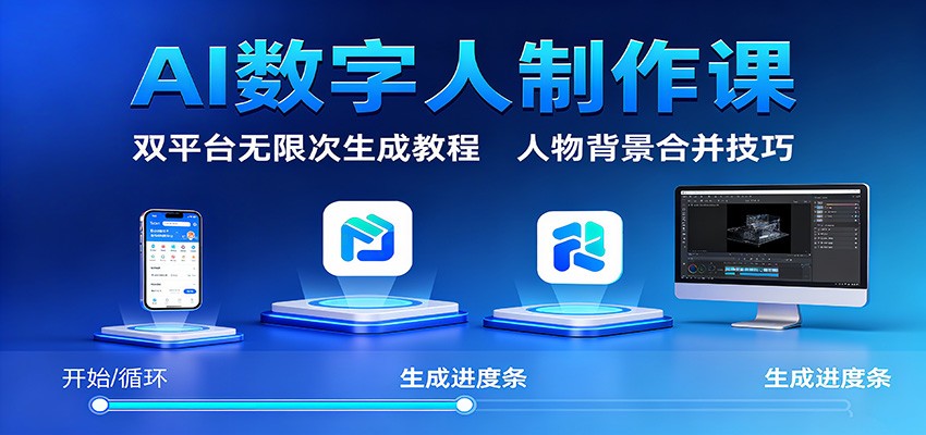 AI数字人制作课：双平台无限次生成教程，人物背景合并技巧 - 识享社-识享社
