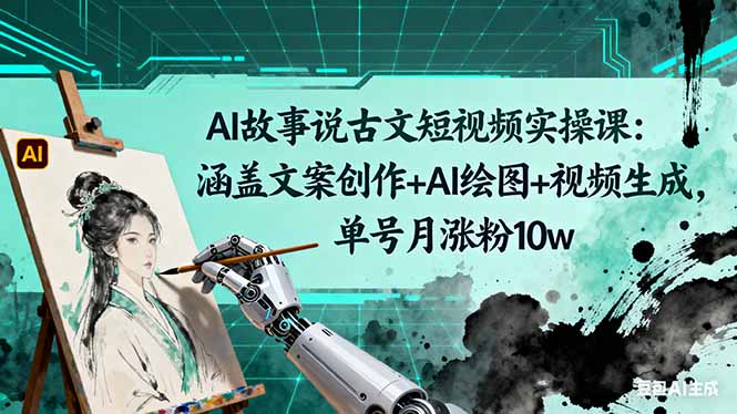 AI故事说古文短视频实操课:涵盖文案创作+AI绘图+视频生成,单号月涨粉10w - 识享社-识享社