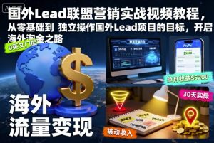 国外Lead联盟营销实战视频教程,从零基础到独立操作国外Lead项目的目标,开启海外淘金之路-识享社