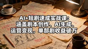 AI+短剧速成实战课：涵盖剧本创作、AI生成、运营变现，单部剧收益破万-识享社