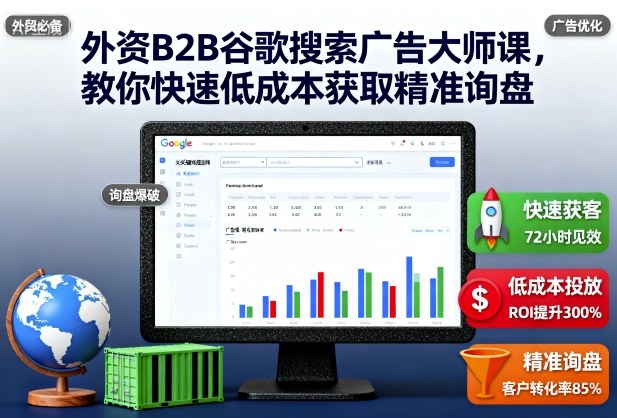 外资B2B谷歌搜索广告大师课：55节系统课程，教你低成本获取海外精准询盘
