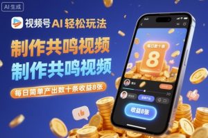 视频号AI轻松玩法，制作共鸣视频，每日简单产出数十条收益8张-识享社