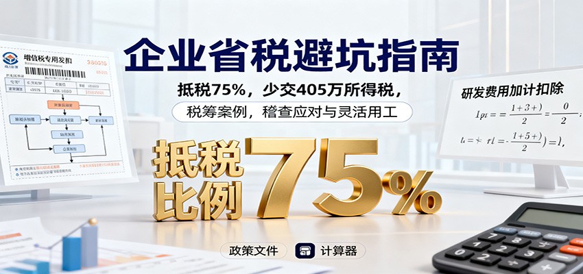 企业省税避坑指南:抵税75%,少交405万所得税,税筹案例,稽查应对与灵活用工 - 识享社-识享社