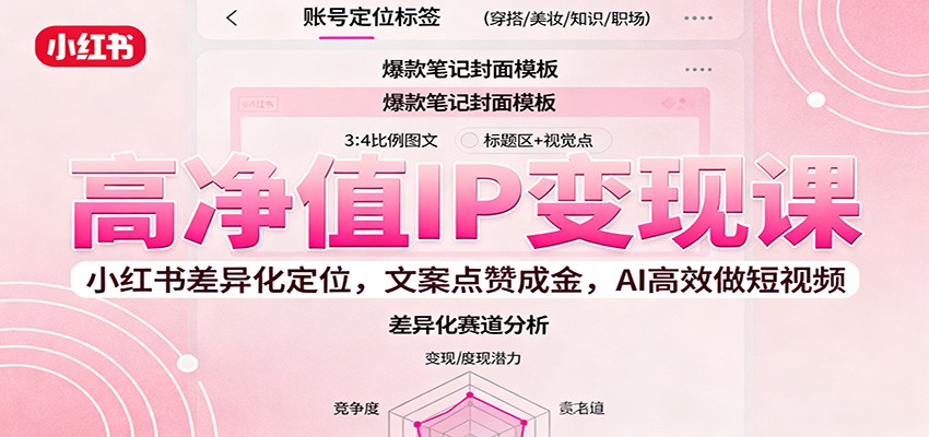 高净值IP变现课：小红书差异化定位，文案点赞成金， AI高效做短视频 - 识享社-识享社