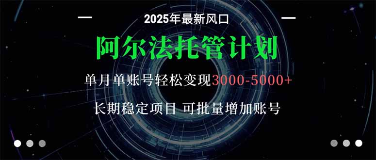 阿尔法托管计划 单账号月入3000-5000，长期稳定项目，新手小白轻松上手。 - 识享社-识享社