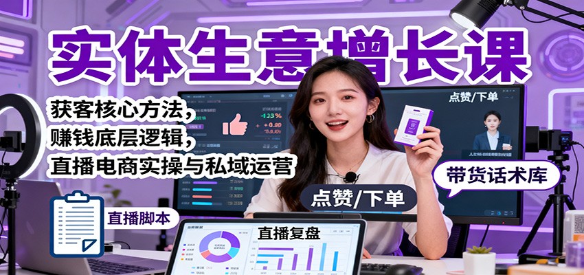 实体生意增长课:获客核心方法+直播电商实操+私域运营,解决没客流难题-识享社