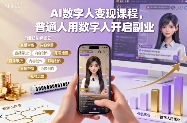 AI数字人变现课程，普通人用数字人开启副业 - 识享社-识享社