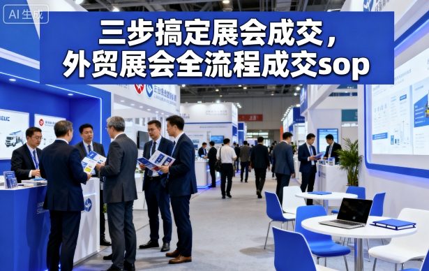 外贸展会成交SOP:三步搞定全流程,涵盖目标制定、现场引流、展后复盘12模块