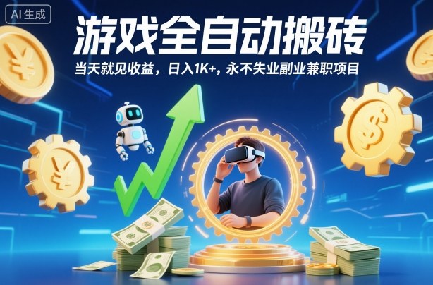 游戏全自动搬砖,当天就见收益,日入1K+,永不失业副业兼职项目【揭秘】