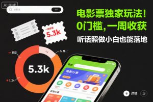 电影票独家玩法！0门槛，一周收获5.3k，听话照做小白也能落地【揭秘】-识享社
