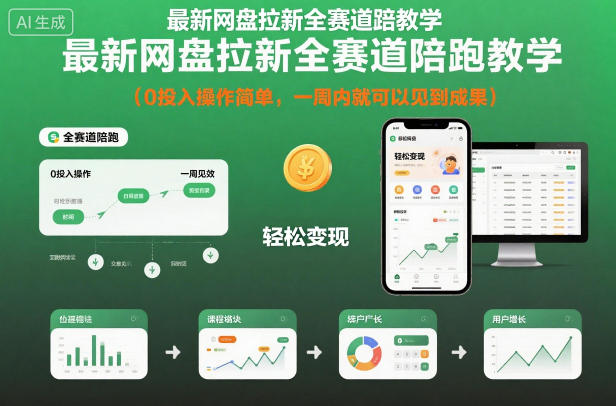 最新网盘拉新全赛道陪跑教学,0投入操作简单,一周内就可以见到成果 - 识享社-识享社
